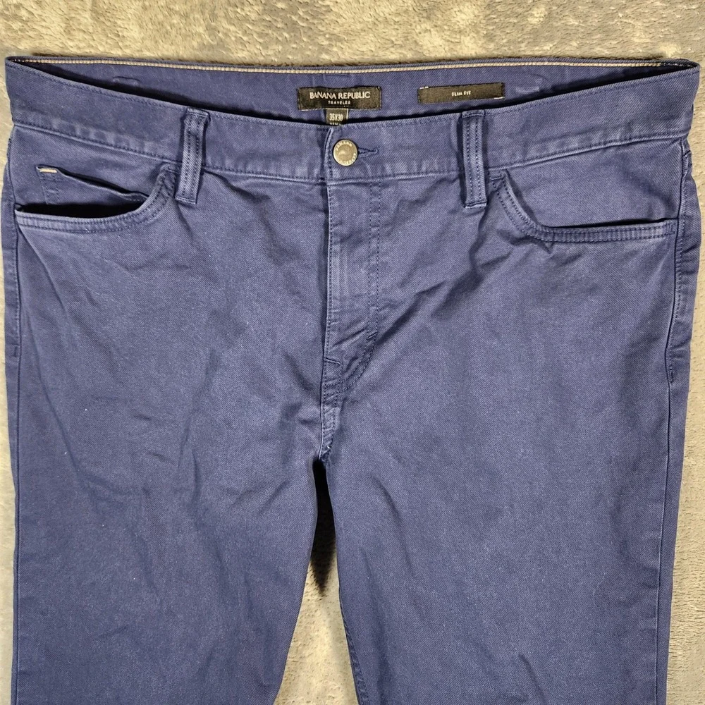 Banana Republic Pants Men's 35X30 Blue Traveler Slim‎ Twill Spring Navy
